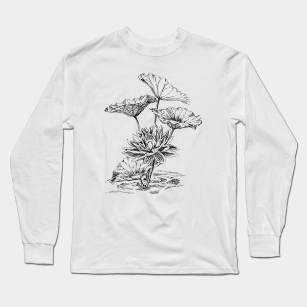 Lotus flower print Long Sleeve T-Shirt by rachelsfinelines